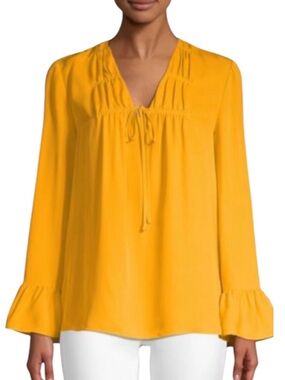 NWT Kobi Halperin Mia 100% Silk Blouse in Ewe Ochre